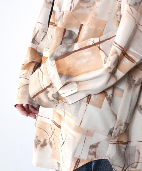 one way（ワンウェイ）の「【oneway】ボカシ柄シャツ（シャツ/ブラウス・レディース・ベージュ/ライトグレー・FREE）」の5枚目の写真