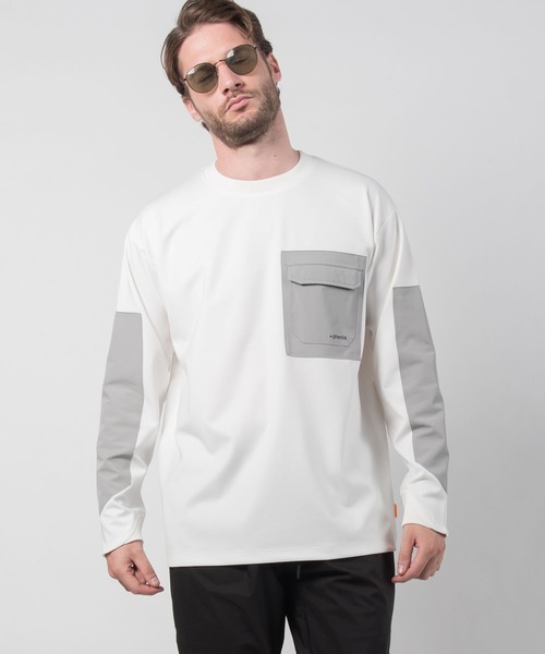 +phenix(プラスフェニックス)の「+phenix(プラスフェニックス) Stretch Pocket Tee(Tシャツ/カットソー・メンズ・ホワイト/ブラック/カーキ/ホワイト×グレー・S/M/L/XL/XXL)」の2枚目の写真