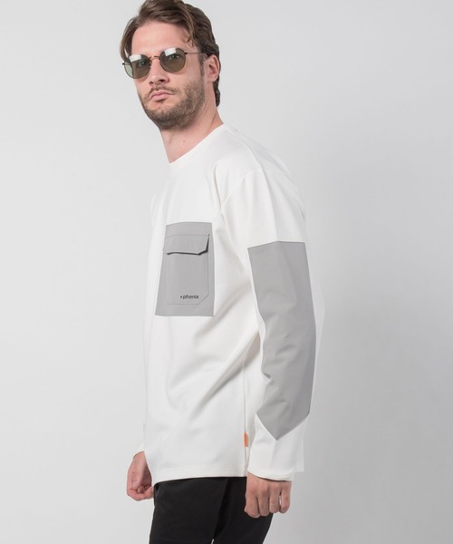 +phenix(プラスフェニックス)の「+phenix(プラスフェニックス) Stretch Pocket Tee(Tシャツ/カットソー・メンズ・ホワイト/ブラック/カーキ/ホワイト×グレー・S/M/L/XL/XXL)」の15枚目の写真