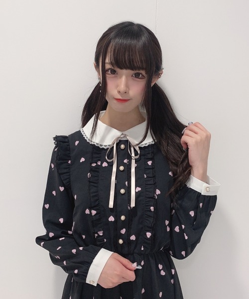 Honey Cinnamon(ハニーシナモン)の「ハートドットフリルワンピース(ワンピース・レディース・アイボリー/ブラック・FREE)」の14枚目の写真