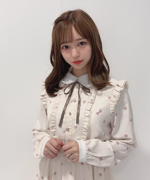 Honey Cinnamon(ハニーシナモン)の「ハートドットフリルワンピース(ワンピース・レディース・アイボリー/ブラック・FREE)」の12枚目の写真