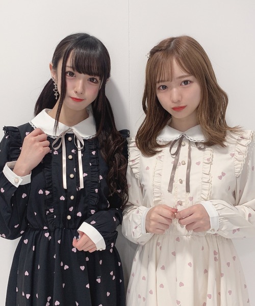 Honey Cinnamon(ハニーシナモン)の「ハートドットフリルワンピース(ワンピース・レディース・アイボリー/ブラック・FREE)」の13枚目の写真