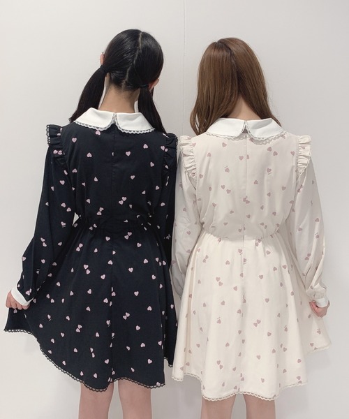 Honey Cinnamon(ハニーシナモン)の「ハートドットフリルワンピース(ワンピース・レディース・アイボリー/ブラック・FREE)」の5枚目の写真