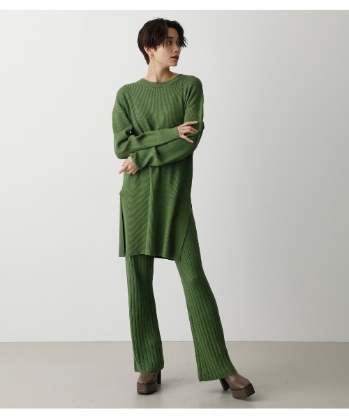 AZUL by moussy（アズールバイマウジー）の「RIB KNIT FLARE PANTS