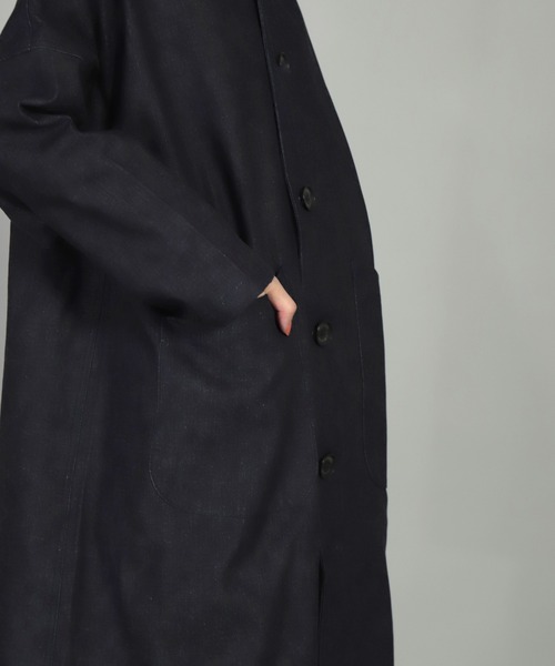 Yarmo（ヤーモ）の「[ Yarmo×OMNIGOD ] 別注 デニム ダスターコート（ステンカラーコート・レディース・ワンウォッシュ・M-L）」の3枚目の写真