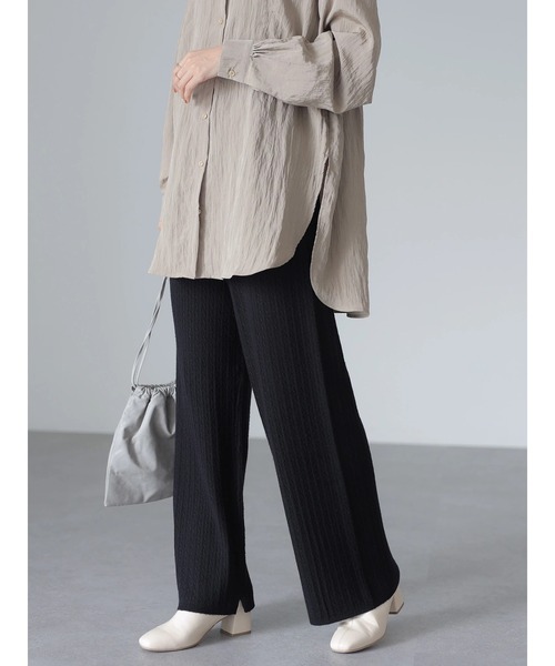 AMERICAN HOLIC（アメリカンホリック）の「ケーブルニット細見えパンツ（その他パンツ・レディース・ブラック・S/M/L）」の4枚目の写真