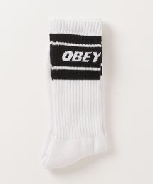 OBEY/オベイ　リブ ブランドロゴ入り クルーソックス