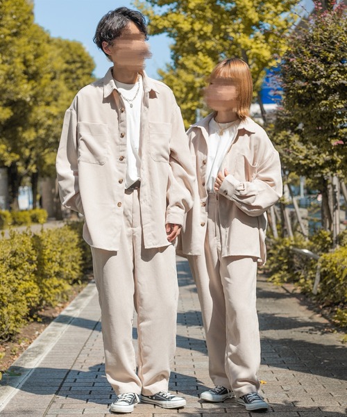 PairPair（ペアペア）の「コーデュロイオーバーシャツ/セットアップ対応(ユニセックス)（シャツ/ブラウス・レディース・ブラウン/アイボリー/グレイッシュブルー・MEDIUM/LARGE）」の10枚目の写真