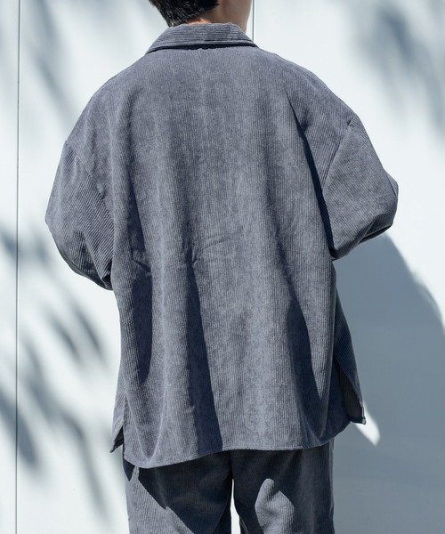 PairPair（ペアペア）の「コーデュロイオーバーシャツ/セットアップ対応(ユニセックス)（シャツ/ブラウス・レディース・ブラウン/アイボリー/グレイッシュブルー・MEDIUM/LARGE）」の14枚目の写真