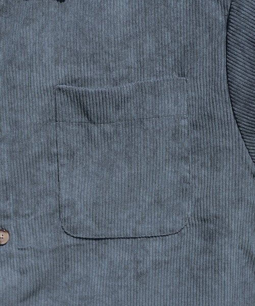 PairPair（ペアペア）の「コーデュロイオーバーシャツ/セットアップ対応(ユニセックス)（シャツ/ブラウス・レディース・ブラウン/アイボリー/グレイッシュブルー・MEDIUM/LARGE）」の9枚目の写真
