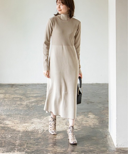 Noble（ノーブル）の「○カラーブロックニットワンピース2