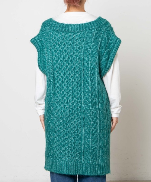 DuKKah(デュカ)の「Dukkah/VネックケーブルBIGベスト(ベスト・レディース・ブラック/グリーン・X-SMALL)」の10枚目の写真