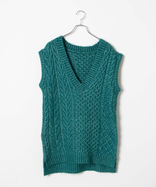 DuKKah(デュカ)の「Dukkah/VネックケーブルBIGベスト(ベスト・レディース・ブラック/グリーン・X-SMALL)」の17枚目の写真