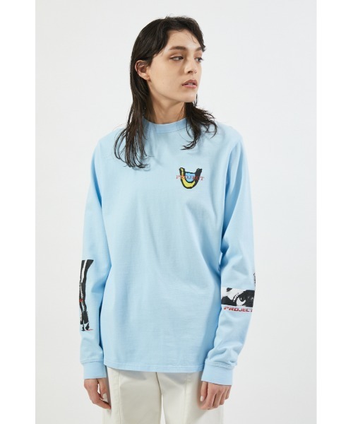 PROJECT U（プロジェクトユー）の「PU CHARM EYED LONG Tシャツ（Tシャツ/カットソー・レディース・ホワイト/ライトブルー/ブラック・MEDIUM/LARGE）」の11枚目の写真