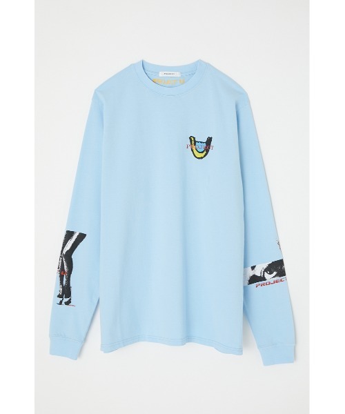 PROJECT U（プロジェクトユー）の「PU CHARM EYED LONG Tシャツ（Tシャツ/カットソー・レディース・ホワイト/ライトブルー/ブラック・MEDIUM/LARGE）」の14枚目の写真