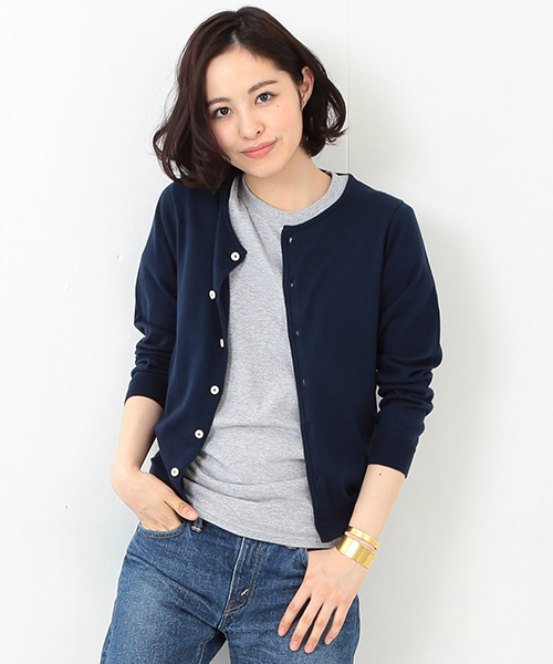 BEAMS BOY(ビームスボーイ)の「BEAMS BOY / 14ゲージ BB刺繍クルーカーディガン 15SS(カーディガン/ボレロ・レディース・ホワイト/グレー/レッド/イエロー/ライトブルー/ネイビー・0/1)」の4枚目の写真