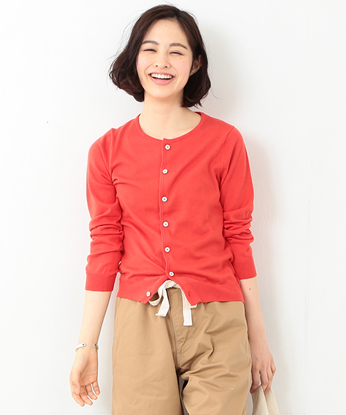 BEAMS BOY(ビームスボーイ)の「BEAMS BOY / 14ゲージ BB刺繍クルーカーディガン 15SS(カーディガン/ボレロ・レディース・ホワイト/グレー/レッド/イエロー/ライトブルー/ネイビー・0/1)」の6枚目の写真
