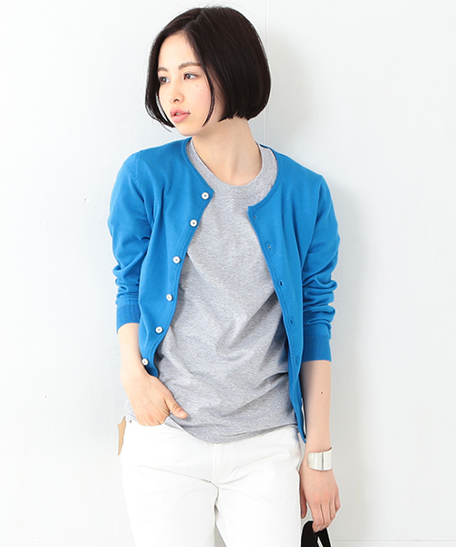 BEAMS BOY(ビームスボーイ)の「BEAMS BOY / 14ゲージ BB刺繍クルーカーディガン 15SS(カーディガン/ボレロ・レディース・ホワイト/グレー/レッド/イエロー/ライトブルー/ネイビー・0/1)」の3枚目の写真