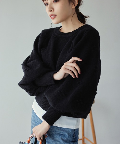 Edit Sheen（エディットシーン）の「ぽわん袖ポップコーンニットプル