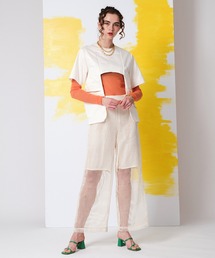 スクエアメッシュレースワイドパンツ【MAISON SPECIAL/メゾン