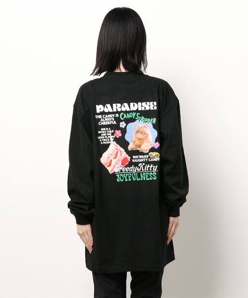 Candy Stripper（キャンディストリッパー）の「GREEDY KITTY L/S Tシャツ（Tシャツ/カットソー・レディース・ブラック/オフホワイト/ラベンダー・2）」の10枚目の写真