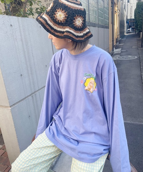 Candy Stripper（キャンディストリッパー）の「GREEDY KITTY L/S Tシャツ（Tシャツ/カットソー・レディース・ブラック/オフホワイト/ラベンダー・2）」の3枚目の写真