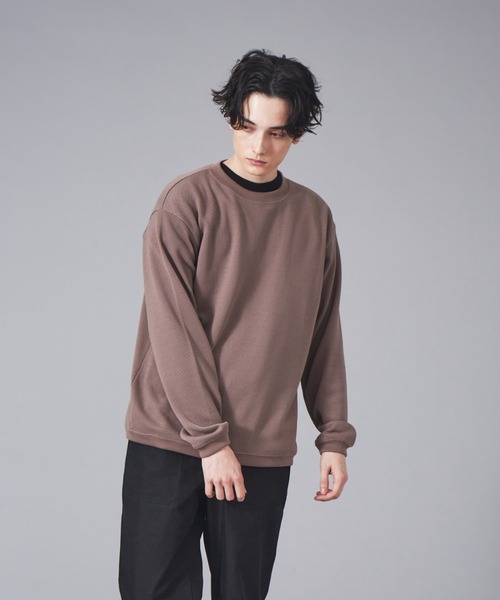 MYSELF ABAHOUSE(マイセルフアバハウス)の「ルーズシルエット ローゲージ 鹿の子 ロングスリーブシャツ(Tシャツ/カットソー・メンズ・アイボリー/サックスブルー/ピンクベージュ・46/48)」の3枚目の写真