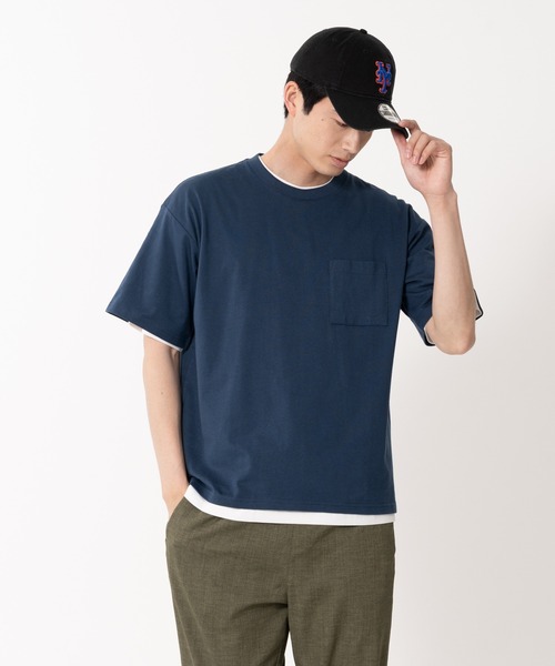 Blue Standard (ブルースタンダード)の「【BLUE STANDARD/ブルースタンダード】ポケット付きBIGTシャツ ルーズTシャツ 2枚セット コットン100%(Tシャツ/カットソー・メンズ・ベージュ/ネイビー/ホワイト/ブルー/カーキ/ブラック・LARGE/X-LARGE/MEDIUM)」の5枚目の写真
