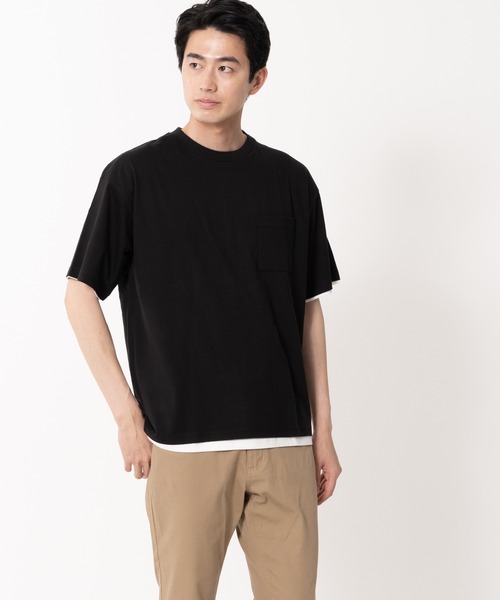 Blue Standard (ブルースタンダード)の「【BLUE STANDARD/ブルースタンダード】ポケット付きBIGTシャツ ルーズTシャツ 2枚セット コットン100%(Tシャツ/カットソー・メンズ・ベージュ/ネイビー/ホワイト/ブルー/カーキ/ブラック・LARGE/X-LARGE/MEDIUM)」の2枚目の写真