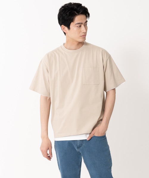 Blue Standard (ブルースタンダード)の「【BLUE STANDARD/ブルースタンダード】ポケット付きBIGTシャツ ルーズTシャツ 2枚セット コットン100%(Tシャツ/カットソー・メンズ・ベージュ/ネイビー/ホワイト/ブルー/カーキ/ブラック・LARGE/X-LARGE/MEDIUM)」の20枚目の写真