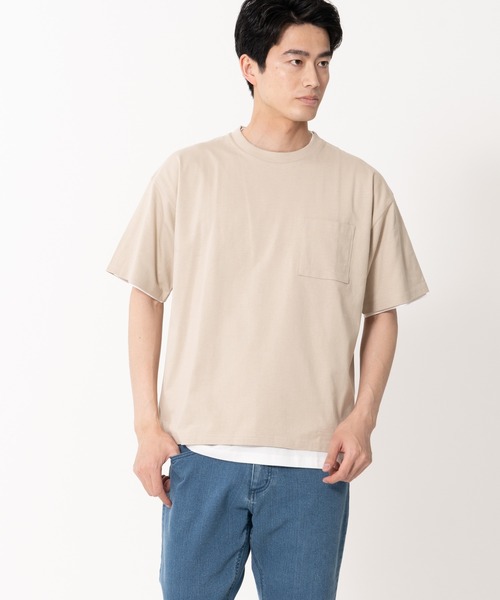 Blue Standard (ブルースタンダード)の「【BLUE STANDARD/ブルースタンダード】ポケット付きBIGTシャツ ルーズTシャツ 2枚セット コットン100%(Tシャツ/カットソー・メンズ・ベージュ/ネイビー/ホワイト/ブルー/カーキ/ブラック・LARGE/X-LARGE/MEDIUM)」の21枚目の写真
