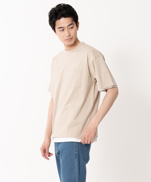 Blue Standard (ブルースタンダード)の「【BLUE STANDARD/ブルースタンダード】ポケット付きBIGTシャツ ルーズTシャツ 2枚セット コットン100%(Tシャツ/カットソー・メンズ・ベージュ/ネイビー/ホワイト/ブルー/カーキ/ブラック・LARGE/X-LARGE/MEDIUM)」の22枚目の写真