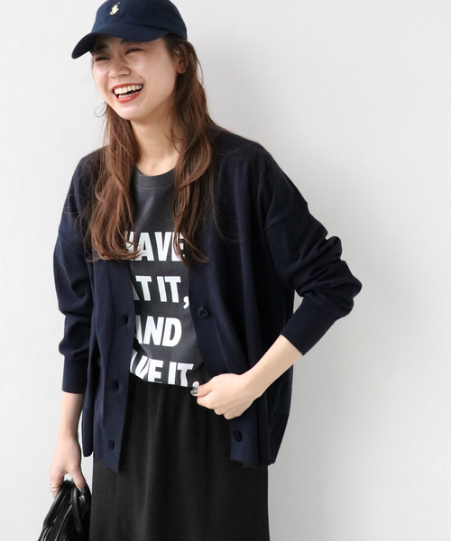 JOURNAL STANDARD relume(ジャーナルスタンダード レリューム)の「ディープVカーディガン◆(カーディガン/ボレロ・レディース・ネイビー/ブルー/キャメル・FREE)」の2枚目の写真