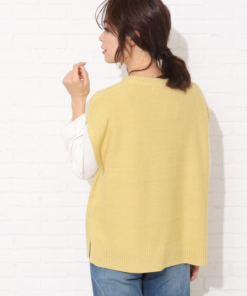 Cutie Blonde（キューティーブロンド）の「◆【S-L/2点セット】ケーブル編みベスト+Tシャツ（その他トップス・レディース・ナチュラル/レモンイエロー/ブラック・01/03/02）」の14枚目の写真