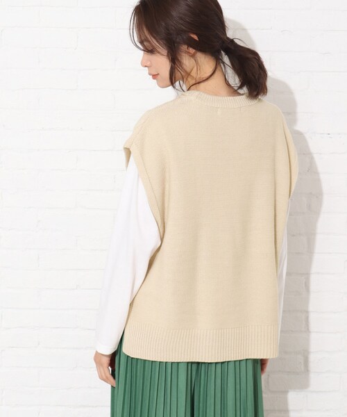 Cutie Blonde（キューティーブロンド）の「◆【S-L/2点セット】ケーブル編みベスト+Tシャツ（その他トップス・レディース・ナチュラル/レモンイエロー/ブラック・01/03/02）」の11枚目の写真