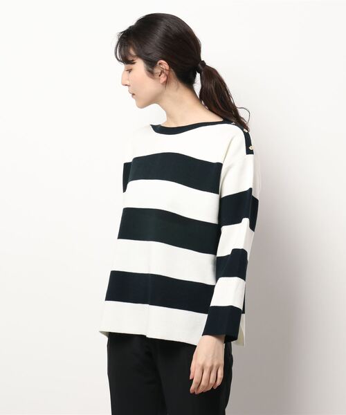 Te chichi TERRASSE(テチチテラス)の「ダブルジャカードサイドボタンニット(ニット/セーター・レディース・オフホワイト/グリーン/ネイビー/ラベンダー・フリ-)」の7枚目の写真