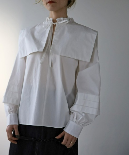 UNFIELD（アンフィールド）の「【UNFIELD】ボリュームスリーブセーラーカラーブラウス（シャツ/ブラウス・レディース・オフホワイト/ブラック・FREE）」の10枚目の写真