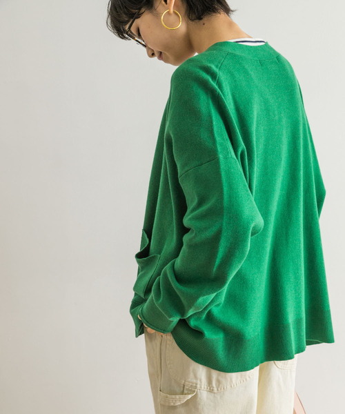 URBAN RESEARCH(アーバンリサーチ)の「コットンスムースVネックカーディガン(カーディガン/ボレロ・レディース・グリーン/ホワイト系その他/ベージュ・FREE)」の8枚目の写真