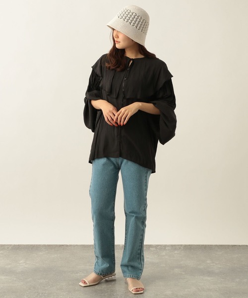 Heather（ヘザー）の「BIG襟ブラウス　275374（シャツ/ブラウス・レディース・ブラック/グレー/オフホワイト・FREE）」の8枚目の写真