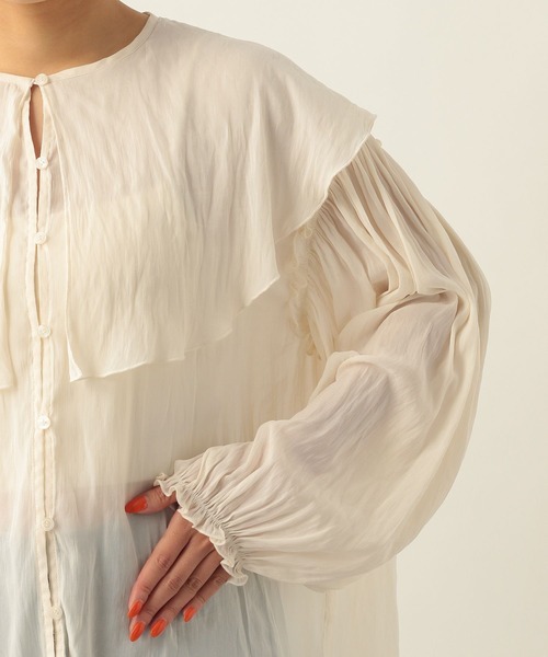 Heather（ヘザー）の「BIG襟ブラウス　275374（シャツ/ブラウス・レディース・ブラック/グレー/オフホワイト・FREE）」の5枚目の写真