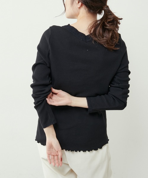 PUAL CE CIN(ピュアルセシン)の「襟レーステレコロングスリーブ(Tシャツ/カットソー・レディース・ブラック/ナチュラル・FREE)」の14枚目の写真