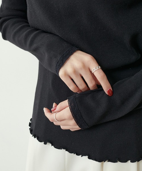 PUAL CE CIN(ピュアルセシン)の「襟レーステレコロングスリーブ(Tシャツ/カットソー・レディース・ブラック/ナチュラル・FREE)」の6枚目の写真