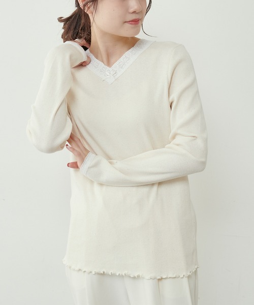 PUAL CE CIN(ピュアルセシン)の「襟レーステレコロングスリーブ(Tシャツ/カットソー・レディース・ブラック/ナチュラル・FREE)」の17枚目の写真