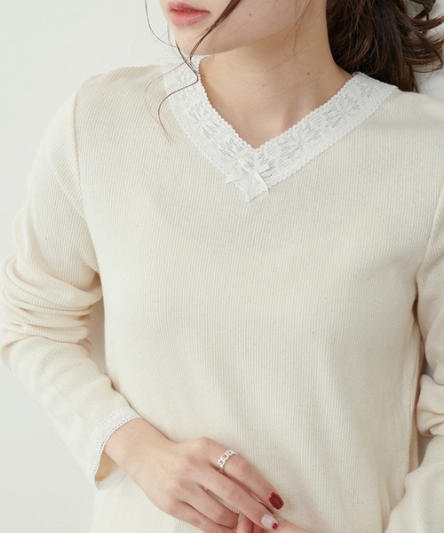 PUAL CE CIN(ピュアルセシン)の「襟レーステレコロングスリーブ(Tシャツ/カットソー・レディース・ブラック/ナチュラル・FREE)」の18枚目の写真