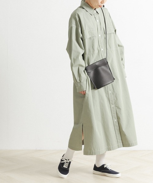 FORK&SPOON（フォークアンドスプーン）の「FORK&SPOON　ミリタリーシャツワンピース（ワンピース・レディース・キャメル/インディゴブルー/カーキ・ONE）」の12枚目の写真