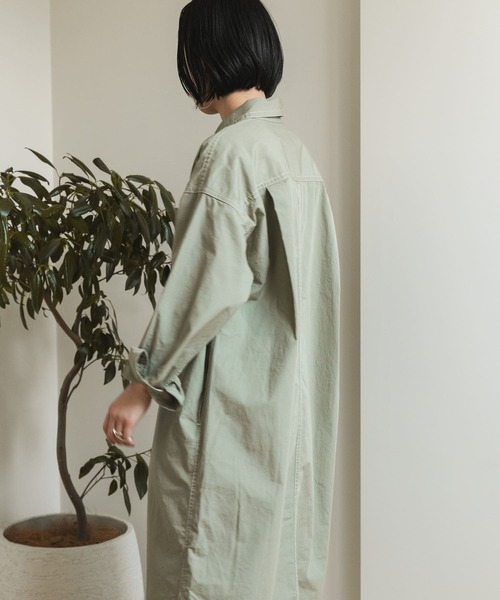 FORK&SPOON（フォークアンドスプーン）の「FORK&SPOON　ミリタリーシャツワンピース（ワンピース・レディース・キャメル/インディゴブルー/カーキ・ONE）」の7枚目の写真