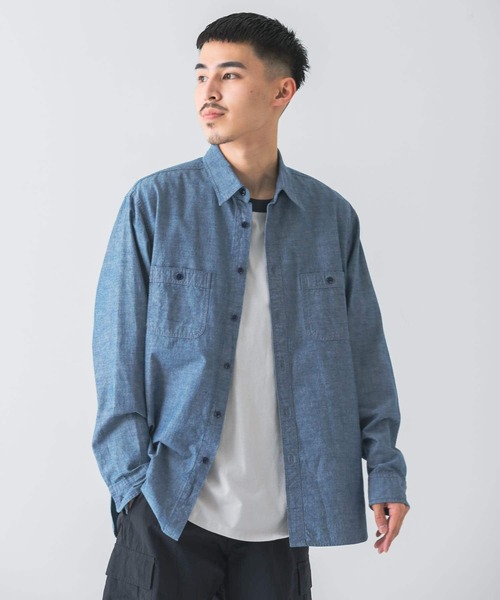 URBAN RESEARCH DOORS（アーバンリサーチドアーズ）の「シャンブレーワークシャツ（シャツ/ブラウス・メンズ・ネイビー/ブルー・MEDIUM/LARGE）」の21枚目の写真