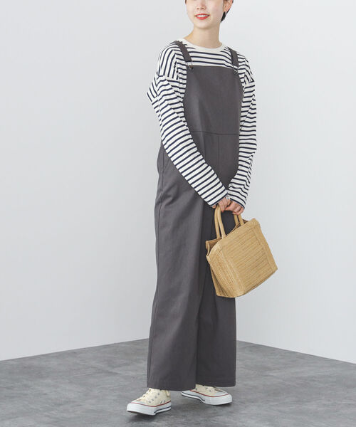 BEAMS HEART（ビームスハート）の「BEAMS HEART / セミワイド サロペット（つなぎ/オールインワン・レディース・ベージュ/オフホワイト/ブラック系その他4・SMALL/MEDIUM）」の4枚目の写真