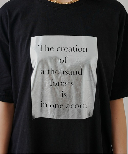 prose verse（プロズヴェール）の「箔プリントオーバーサイズTシャツ（Tシャツ/カットソー・レディース・オフホワイト/ブラック/グレイッシュベージュ/チャコールグレー・MEDIUM）」の9枚目の写真