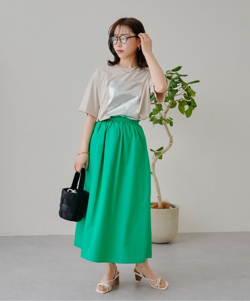 prose verse（プロズヴェール）の「箔プリントオーバーサイズTシャツ（Tシャツ/カットソー・レディース・オフホワイト/ブラック/グレイッシュベージュ/チャコールグレー・MEDIUM）」の20枚目の写真